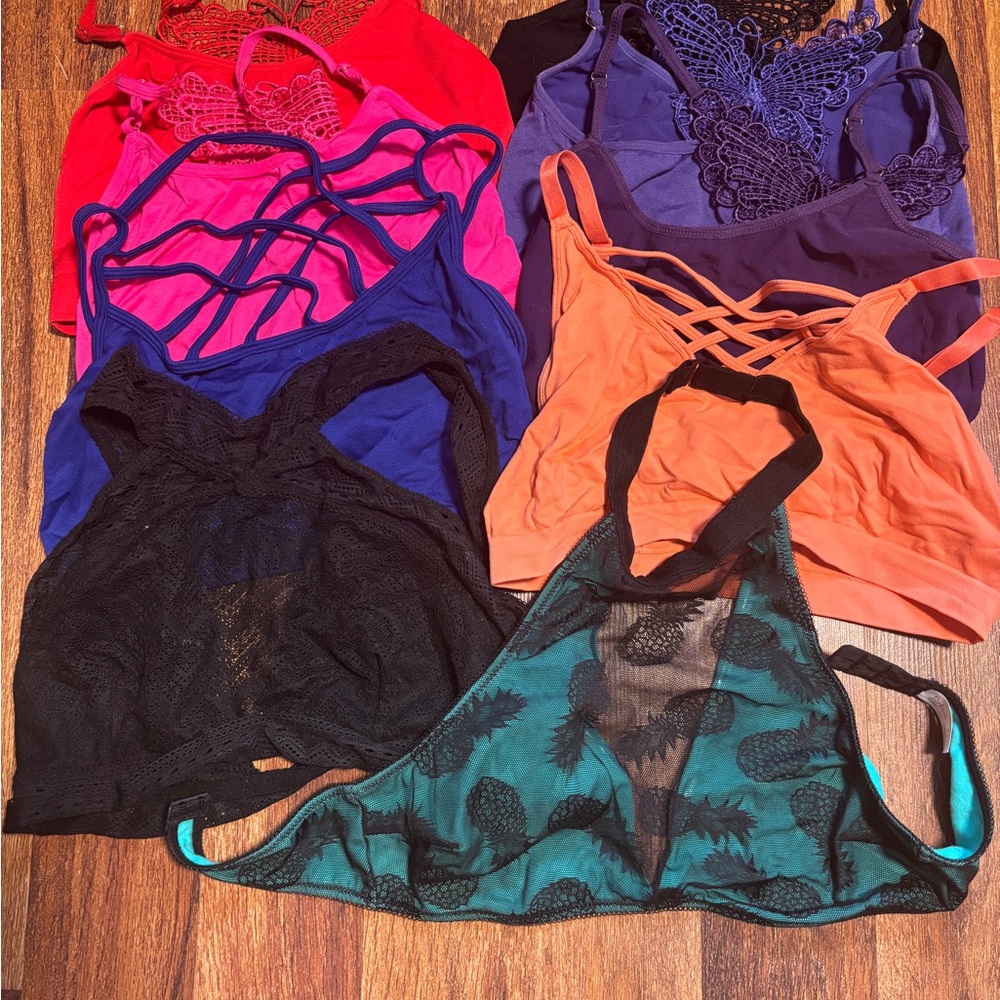 Elegant Bralettes Set - Black, Blue, Orange, Pink, Red
